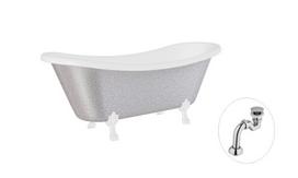 Vonia Besco Amelia Glam 190, Silver+White, su sifonu Klik-klak Chrome