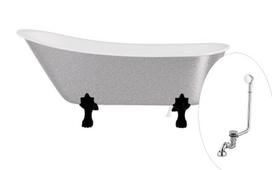 Vonia Besco Olaya Glam 160, Silver+Black, su sifonu su persipylimu Klik-klak Chrome