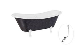 Vonia Besco Amelia Glam 190, Graphite+White, su sifonu su persipylimu Klik-klak Chrome