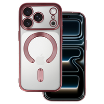 Metallic Magsafe dėklas skirtas Apple iPhone 17 Pro Max rožinės spalvos