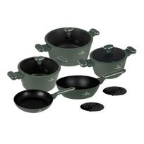Berlinger Haus puodų ir keptuvių rinkinys Matte Green BH-8207, žalias, 10 dalių