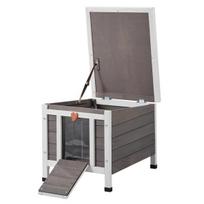 Lauko katės namelis su stogu ir PVC durelėmis Vevor DUSCH2401, 513x420x420 mm, pilkas