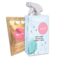 No Out universal cleaning kit: spray bottle and cleaning tablets