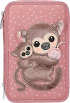 Topmodel - Triple Pencil Case JUICY - Dusky Pink with Orange Dots (413323)