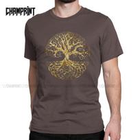 Gyvybės medis T-shirt vyrams Miško gamta Budos simbolis Naujiena Grynos medvilnės marškinėliai Apvalia kaklo trumpomis rankovėmis T-shirt Gimtadienio dovana S