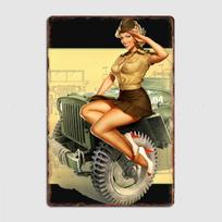 Pin-up Antrojo pasaulinio karo Willys MB Vintažinės metalinės plokštelės Pritaikyti klubo baro sienos užeigos skardinės plokštelės plakatai 20x30cm（7.8x11.8inch）
