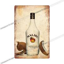 Malibu skardinis ženklas Rumo metalinis paveikslas Plokštelė Barui Pub Klubui Kavinei Sienos lipdukas Dekoras Šeimos plakatas Plokštelės 20x30cm 20x30cm（7.8x11.8inch）
