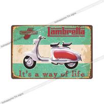 Lambretta variklis Vintažinis metalinis ženklas Plokštelė Dekoras Motociklo Garažas Baras Sienos menas Plakatas Plokštelė Namų dekoras 20x30cm 20x30cm（7.8x11.8inch）