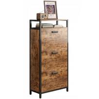 Batų spintelė rustic brown prieškambario vintage industrial 3 lentynos