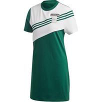 Adidas Dryžuota trumpomis rankovėmis suknelė Moteriškos suknelės Žalia Balta GJ6560 XS