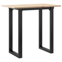 vidaXL Valgomojo stalas, 80x50x75,5cm, pušis ir plieninis, O formos rėmas