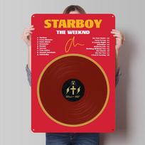 The Weeknd Starboy Album Vinyl Design V2 Sign Vinyl Album Metal Poster Pictures Customizable metal signs for home room wall art 20x30cm（7.8x11.8inch）