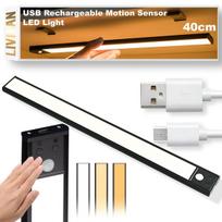 Belaidis prisegamas LED šviestuvas LIVMAN BH-K32 su judesio jutikliu - jutiklinis šviestuvas, 40cm, 3W, įkraunamas per USB, 3 apšvietimo spalvų režimai