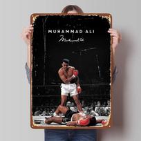 Muhammad Ali boksininkas Oster bokso metalinės lentelės sienos meno freska individualios skardinės plokštės sienos meno dekoravimui žaidimų kambario dekoravimui namams 7.9x11.8In(20x30cm)