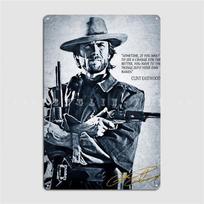 Clinto Eastwoodo Klasikinė Metalinė Plokštelė Plakatas Sienos Dekoras Kino Salė Svetainė Individualizuota Svetainė Skardinis Plakatas 20x30cm（7.8x11.8inch） gray