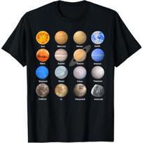Saulės sistemos planetos Mokslo Kosmoso Berniukų Mergaičių STEM Vaikų Marškinėliai S juoda