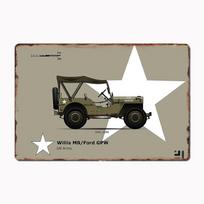 Willis MB /Ford GPW Metalo ženklas Plakatas Garažo Kambario Dekoras Automobilių Klubo Individualus Skardinis Vintažinis Namų Dekoras 20x30cm（7.8x11.8inch）