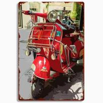 Retro skardinė plokštelė namų dekoravimui, Vintažinis Vespa metalo meno plakatas, Klubas Baras, Motociklų garažo sienų dekoracija, Plokštelė 20x30cm（7.8x11.8inch）