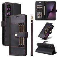 Clamshell Leather Wallet Case For SONY Xperia 1 VII 10 VI  5 IV III V Flip Cover Phone Cases all-inclusive Outside 6 Card slot PU Leather&Sony Xperia 1 IV juoda