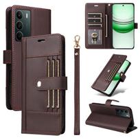 Atverčiama odinė piniginė dėklas, skirta Realme C75 C71 C73 C65 C63 C75X P1 P2 Pro 5G, flip dangtelis, telefono dėklai, verslo, išorinė kortelės vieta Realme C75 4G kava