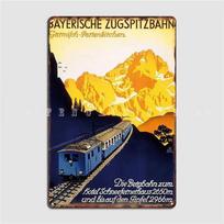 Garmisch Partenkirchen Bayerische Zugspitzbahn Metalinė Plokštelė Plakatas Sieninė Tapyba Baras Urvas Juokingos Plokštelės Skardinis Ženklas Plakatas 20x30cm（7.8x11.8inch） yellow