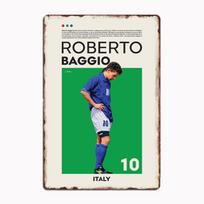 Roberto Baggio Futbolo Žaidėjas Plakatas Futbolo Žaidėjas Metalinė Plokštelė Klubo Patalpų Dekoras Individualus Skardinis Namų Sienų Dekoras 20x30cm（7.8x11.8inch） gray
