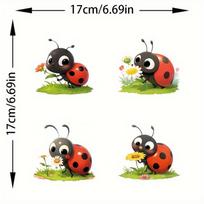 Cute Ladybug Stickers Motorcycle Car Bumper and Body Decals Laptops Doors Windows Walls Glass Glossy Surface Decorative Stickers