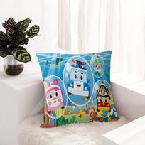 Robocar P-Polis Personalized Picture Text Home Decorative Pillows Household Gifts 45x45cm 12x12Inch