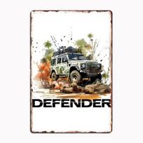 Klasikinis Defender žalias automobilio metalinis ženklas Plakatas Garažo kambario dekoras Automobilių klubas Individualus skardinis Vintažinis namų dekoras 20x30cm（7.8x11.8inch）