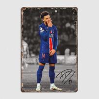 Désiré Doué Futbolo Žaidėjas Retro Plakatai Metalo Plakatas Baro Interjeras Miegamojo Sienų Dailė Namų Dekoras Kambario Dekoras 20x30cm（7.8x11.8inch）