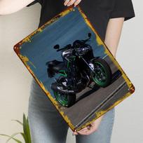 Kawasaki Z900 Motociklo skardinės lentelės Automobilio plakatas Metaliniai vintažiniai plakatai Individualus metalinis ženklas Sienų meno dekoravimui Baro dekoras 20x30cm（7.8x11.8inch）