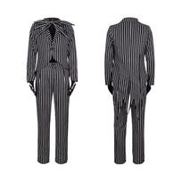 Anime Džeko Skelingtono Cosplay Kostiumas Filmas The Nightmare Cosplay Before Christmas Dryžuoti Viršutiniai Drabužiai Kelnės Aprangos Helovino Kostiumai S 40-45kg smėlis