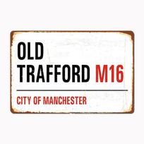 Old Trafford gatvės ženklas Metalinis ženklas Plakatas Garažo kambario dekoras Automobilių klubas Individualus skardinis Vintažinis namų dekoras 20x30cm（7.8x11.8inch）