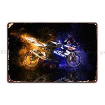 GSXR motociklo metalinė plokštė plakatas Klasikinis dizainerio sieninis urvas kinas Individualus lenktyninis motociklas skardinis ženklas plakatas 20x30cm（7.8x11.8inch）