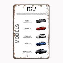 Tesla Automobilių Modeliai Metalo Ženklas Plakatas Garažo Kambario Dekoras Automobilių Klubo Skardinis Namų Dekoras 20x30cm（7.8x11.8inch）