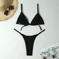 Moteriškas bikinis Seksualus maudymosi kostiumėlis aukštu juosmeniu Paplūdimio maudymosi kostiumėlis Moteriškas vasaros maudymosi kostiumėlis S juoda