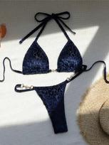S - XL Leopardas Perlai Mini Mikro Dirželis Bikini Moteriškas Maudymosi Kostiumas Moterų Maudymosi Drabužiai Dviejų Dalių Bikini Komplektas Maudymosi Kostiumas V5207B S