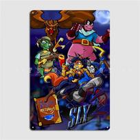 Sly Coopers ir Thievius Raccoonus Vintažinis Retro Plakatas Metalo Ženklas Garažas Baras Pub Vidaus Kambario Dekoras Sienos Namų Dekoras 20x30cm（7.8x11.8inch）