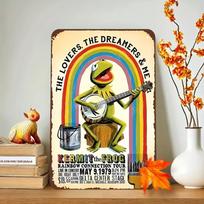 Kermito varlės metalinis plakatas - Vaivorykštės turo vintažinis menas - Be rėmo sienos dekoras namams ir darbo vietoms 20x30cm（7.8x11.8inch） yellow