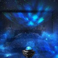 Projektorius „Black Star Sky“ projektorius „Galaxy LED“ lubų projektoriaus lempa „Star Sky Night Light“ žvaigždės projekcijos lemputė su „Bluetooth“ laikmačiu Kalėdoms / vaikams Gif