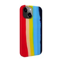 Evelatus Apple iPhone 15 silikoninis dėklas, įvairiaspalvis vaivorykštės spalvos