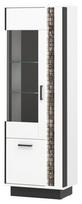 Vitrina Liveo Marco MR6, kairinė, be led apšvietimo, balta/juoda