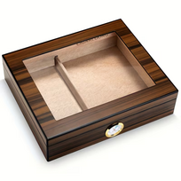 Kedro medžio cigarų dėžutė su drėkintuvu ir higrometru  - humidor - rudas - S dydis