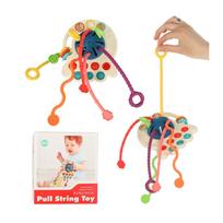 Montessori traukiamas, sensorinis žaislas, kramtukas Pop it, Pull String