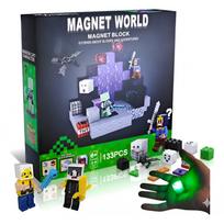 Minecraft stiliaus magnetinis blokelių - kaladėlių rinkinys - Juodas drakonas 133 vnt.