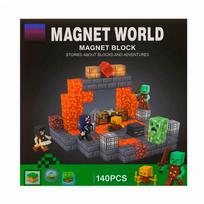 Minecraft stiliaus magnetinis blokelių - kaladėlių rinkinys - Karšta lava 140 vnt.