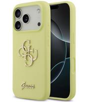 Geltonas dėklas Apple iPhone 17 Pro telefonui "Guess Liquid Silicone 4G Metal Logo Case"