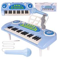 Vaikiškas pianinas 37 klavišų su mikrofonu, mėlynas, USB, MP3