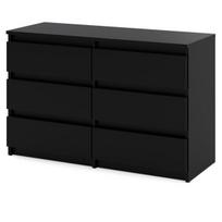 Komoda Hurtownia-Mebli Hugo, juoda, 100 cm, 6 stalčiai kambarys jaunimas TV spintelė Loft