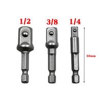 Chrome Vanadium Steel Socket Adapter Hex Shank to 1/4  3/8  1/2  Extension Drill Bit Bar Hex Bit Set Power Drill Socket Adapter